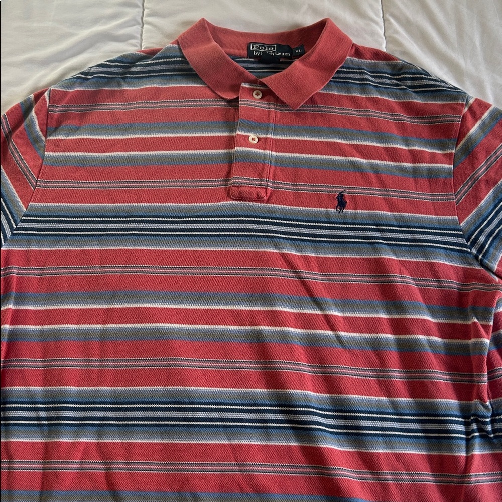 Striped Polo Shirt with Embroidered Logo